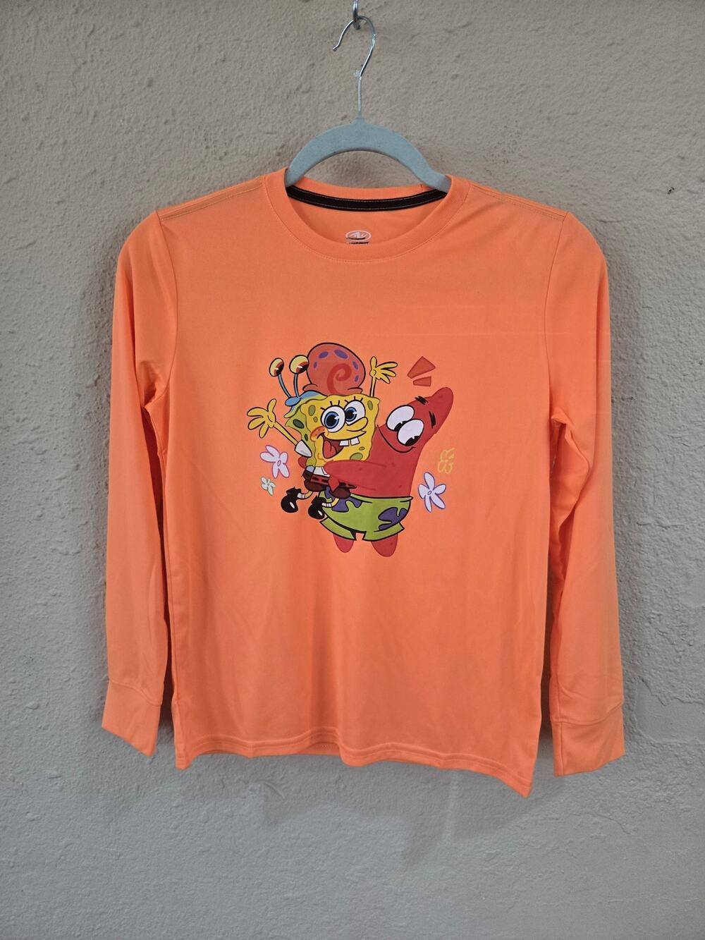 Athletic Works Kids SpongeBob Gary Patrick Orange Shirt, Long Sleeve Large 10/12